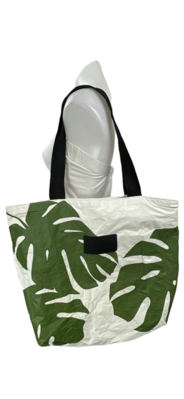 Aloha Collection White Green Leaf Tropical Summer Shoulder Tote Handbag Size OS